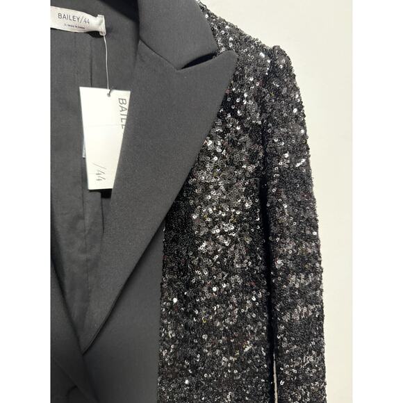 Bailey 44 Blazer Womens 2 Black Brooke Sequin Single Button Evening 410-5435 - Picture 5 of 13